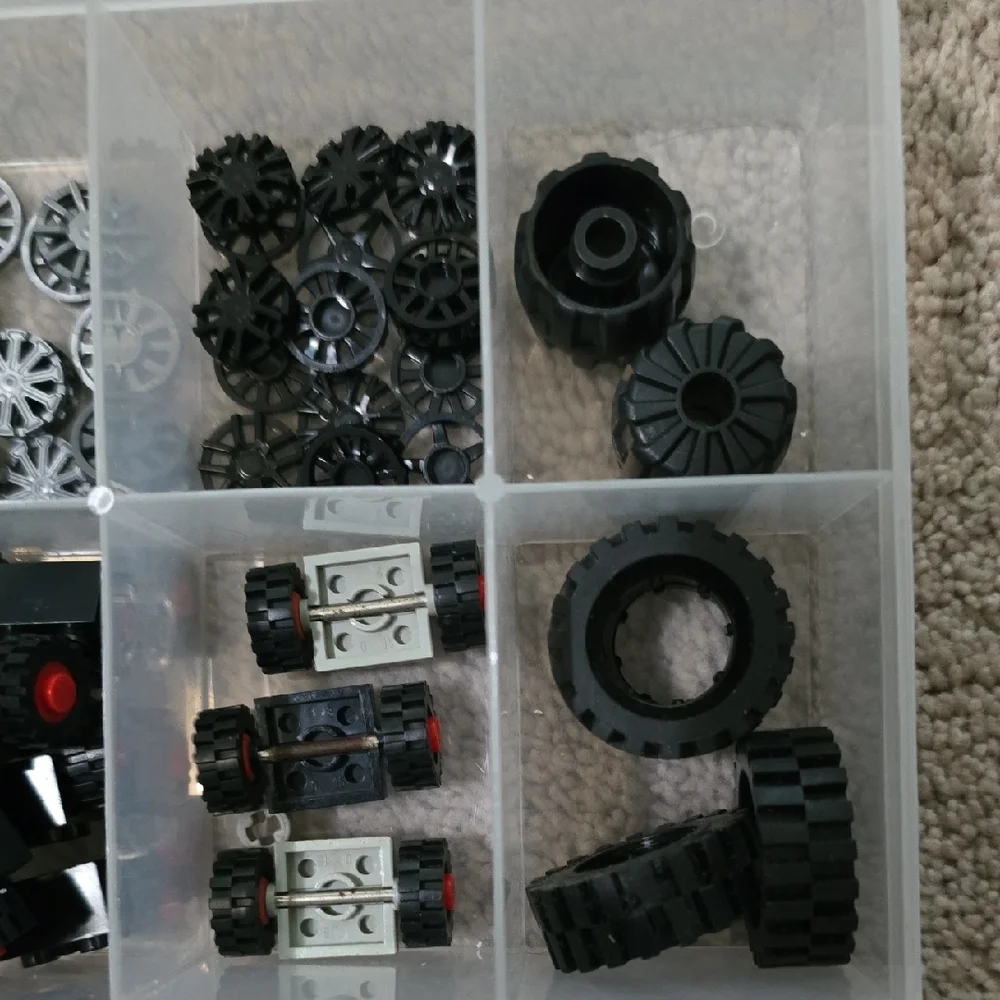 LEGO Building Block Wheels, Tires & Gear Set with Storage Case